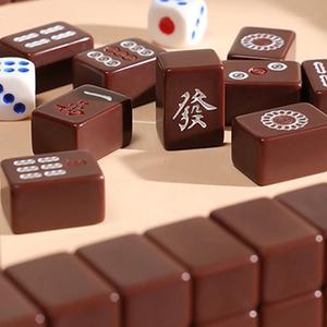 Q Y Lightweight Portable Mini Chocolate Brown Mahjong Tile <b>Set</b> for Home Travel Dorm & Outdoor Entertainment - Product Image 4