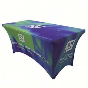 Venta caliente de buena calidad de poliéster hecho a medida impermeable ajustado elástico Spandex mantel para Feria Comercial - Product Image 2
