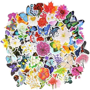 Hot Sale wasserdichte selbst klebende Blume Schmetterling Form Design Druck benutzer definierte Aufkleber gestanzt