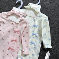Ensemble Barboteuse et Bandeau pour Bébé Fille Nouveau-né, Manches Longues, Imprimé Floral, 0-9 Mois, Collection Printemps, Marque Overstock