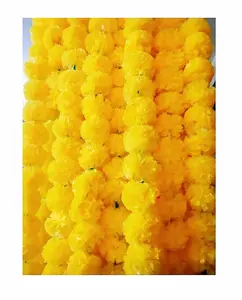 5 Fit Yellow Artificial Puffy Marigold Flower Garland