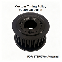 Pulley Timing Kustom HTD 8M 30T 22mm, Pulley Belt Timing Lebar, Pulley Synchronous Drive Torsi Tinggi 1008 Taper Bush S45C