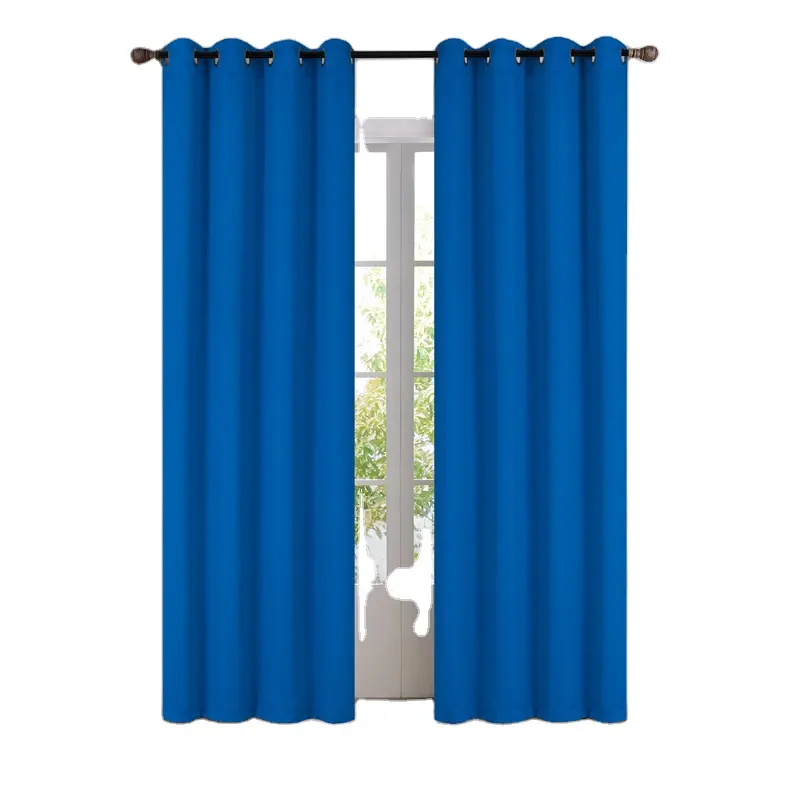 China Wholesale Simple Solid Color No Shine Blackout 54*84" Modern Luxury Curtain Set with 8 Grommets