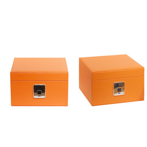 Wanjiabao Jewelry <b>Box</b> Orange Rectangle Fingerprint Safe <b>Small</b> <b>Storage</b> <b>Box</b> With Alarm Function - Product Image 3