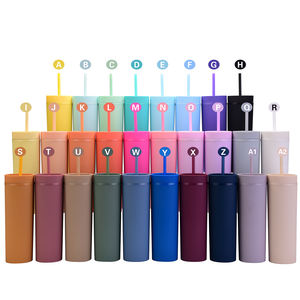 Gobelet en paille maigre portable avec plastique à double paroi et capacité de 16oz de peinture en caoutchouc pour le bureau ou une utilisation occasionnelle - Product Image 1