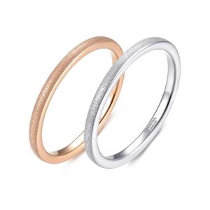 Cincin Kawin Tempusort Classic 2mm Sandblasting Rose Gold/Silver <span class=keywords><strong>Promise</strong></span> Tungsten Carbide untuk Wanita - Product Image 1