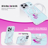 Coque de téléphone portable magnétique antichoc de luxe à paillettes brillantes, très vendue, pour iPhone 18 17 16 Pro Max Air avec support rotatif