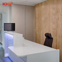 Bureau de réception dentaire avec éclairage, bureau de réception à surface solide pour bureau, design de comptoir de réception rond