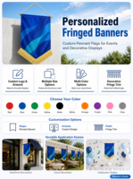 Drapeau triangulaire en tissu durable avec pompon, impression personnalisée, pour commandes en gros, idéal pour les agences événementielles et les fournitures de commerce de détail