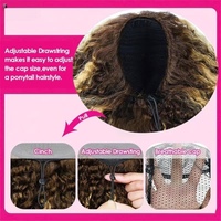 Perruques mi-longues bouclées birmanes en cheveux humains, couleur mèches P4/27, sans dentelle, fabriquées à la machine #   Demi-perruque en cheveux humains bouclés avec cordon de serrage