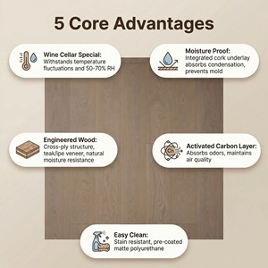 Planches de parquet en bois d'ingénierie HDF résistantes à l'humidité avec résistance à l'usure AC4 et <span class=keywords><strong>sous</strong></span>-<span class=keywords><strong>couche</strong></span> en liège pour utilisation au sol et au mur - Product Image 3