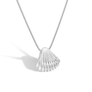 Collar con Colgante de Concha Texturizada de Moda para Mujer, Chapado en Oro de 18K y Rodio, Plata 925, Joyería Fina Dylam Trendy - Product Image 1