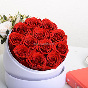 Caja <span class=keywords><strong>de</strong></span> regalo redonda <span class=keywords><strong>de</strong></span> terciopelo con tapa <span class=keywords><strong>de</strong></span> PVC con Rosa eterna preservada para graduación Halloween Pascua <span class=keywords><strong>Arreglos</strong></span> del Día del Padre - Product Image 5