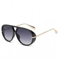 Gafas de sol de estilo piloto europeo-americano con doble puente, montura extragrande adelgazante, protección UV400, unisex, a la moda.