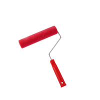Rouleau de peinture en laine rouge de haute qualité, manche en plastique, acrylique, qualité industrielle, personnalisable, support OEM, garantie 3 ans, livraison rapide