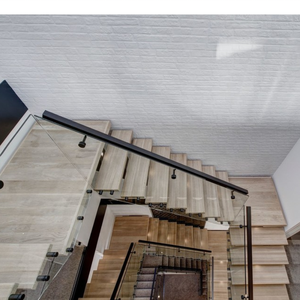 DAIYA legno di merbau scala dritta con il nero corrimano supporti di ringhiera di vetro - Product Image 2