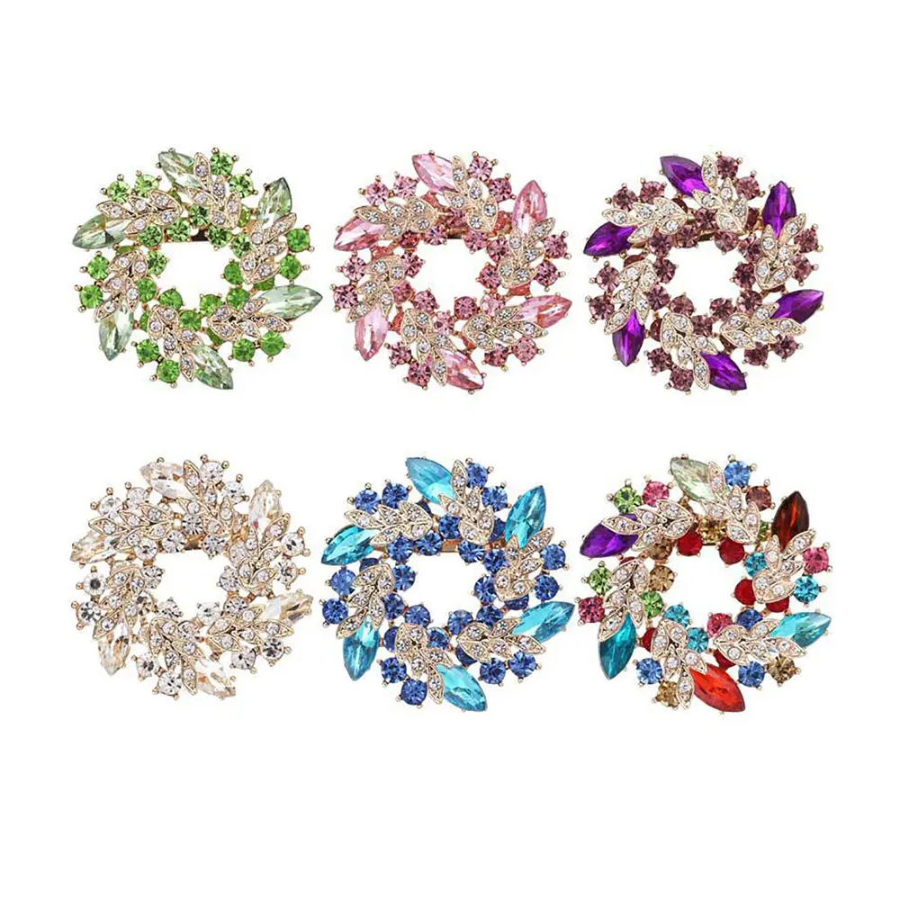 Morkopela Big Flower Crystal Brooch and Pins Scarf Clip Jewelry Brooch Pin Bouquet Rhinestone Fashion for Women Zinc Alloy