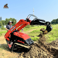 Mini-chargeuse sur chenilles avec bras de terrassement hydraulique, machine multifonctionnelle pour la rénovation paysagère et les travaux d'excavation