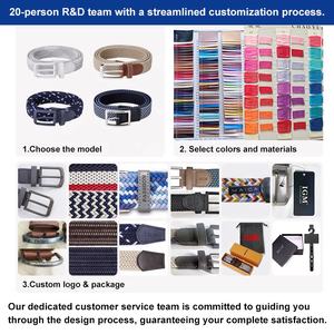 Cinturón elástico trenzado tejido multicolor tejido de punto informal <span class=keywords><strong>extra</strong></span> largo personalizado para hombre para Vaqueros - Product Image 5