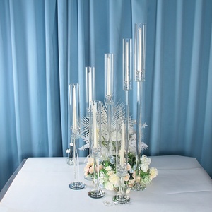 Long Stemmed <strong>Glass</strong> Tube Chimney Clear Single Head <strong>Candlestick</strong> Candelabra Tall Centerpiece <strong>Candlestick</strong> - Product Image 2