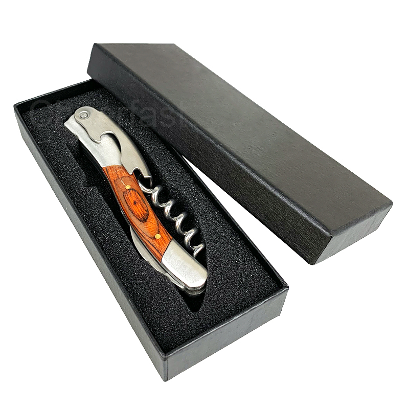 Быстрая отгрузка винтовой пробковый винт черный подарочный набор Карманный штопор с древесиной Pakka