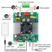 Modul Amplifier Mini Daya Tinggi Kelas Profesional VIRE 2*80W+300W TPA3225 Audio Digital 2.1CH Subwoofer