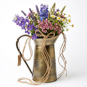 แจกันโลหะสีบรอนซ์ลายดอกไม้สไตล์ชนบทยุค 1920 ของ Farmer's Market สำหรับตกแต่ง - Product Image 1