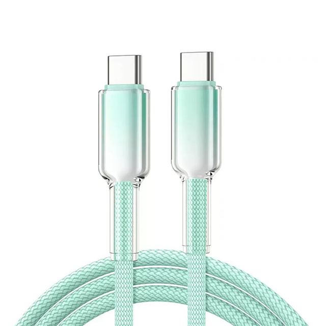 Transparent Crystal 65W Super Fast Charge Cable Type C C Braid Shielding TPE Jacket 3A Fast Charging for iPhone 16 for Huawei