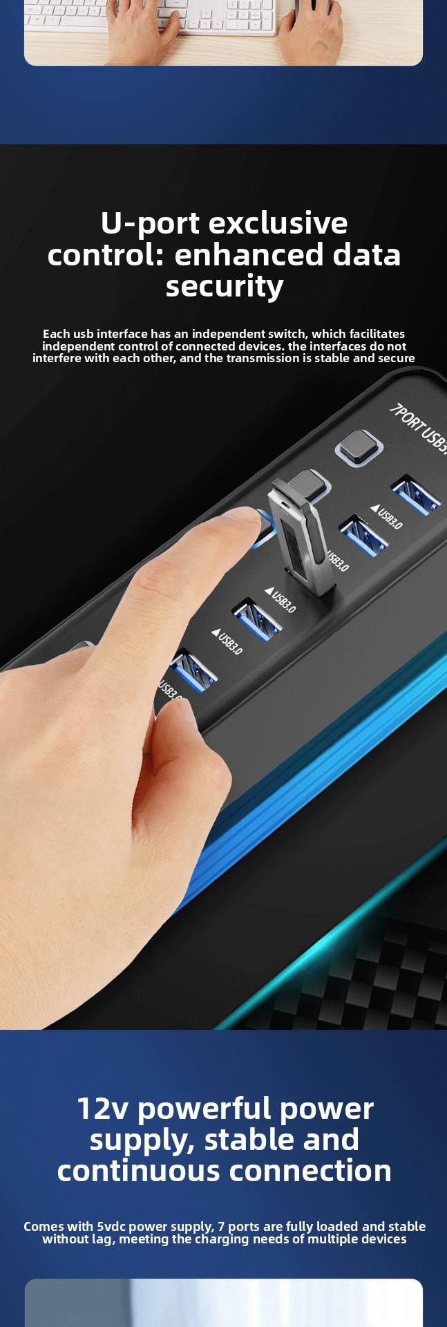 ORANGLES U3H703 7-Port USB 3.0 Hub | Multi-Interface Laptop Splitter with Individual On/Off Switches | High-Speed Docking Station – orangles Kuwait - elegant presentation - exhibiting components - Image 6 of 6 | ideal for home | Discount on U3H703 7-Port USB 3.0 Hub | Multi-Interface Laptop Splitter with Individual On/Off Switches | High-Speed Docking Station – orangles Kuwait Virginia | Free Shipping ORANGLES