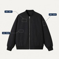 Veste zippée légère décontractée pour homme à col montant, avec poignets et ourlet côtelés, couleur unie, logo OEM, vente en gros usine