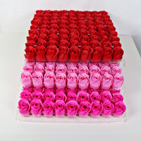 Vente en gros d'usine, 81 pièces/boîte, têtes de roses artificielles en savon, boîte cadeau, fleurs parfumées, décoration de mariage, fleurs artificielles en savon