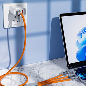Factory Wholesale 240W 5 Ports PD QC3 0 GaN <b>Charger</b> plus Universal 3 in 1 Multi Interface USB Data <b>Cable</b> Travel Fast Charging - Product Image 2