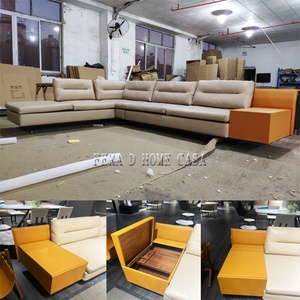 Ensemble de canapé d'angle en cuir véritable de luxe moderne pour salon, villa et école - Product Image 5