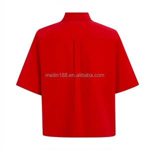 Camisas Casuales de Moda Urbana Personalizadas, Camisas Ligeras de Manga Corta Rojas 100% Poliéster con Botones - Product Image 4