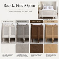 Lit en bois massif de chêne de qualité supérieure, design français durable, taille King, mobilier de chambre principale, incrustation en cannage sophistiquée, luxe