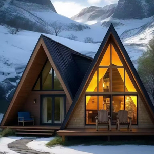 Casa Prefabricada Moderna con Estructura de Acero en Forma de A, Cabaña Modular Pequeña de Instalación Rápida para Acampar y Vivir en la Costa - Product Image 1