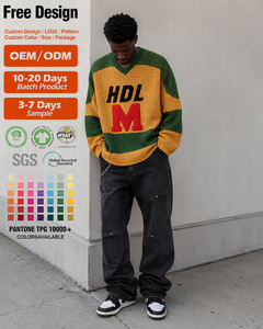 เสื้อสเวตเตอร์ถักไหมพรมผู้ชายแบบสั่งทำพิเศษ (OEM) ปักลายตัวอักษร สไตล์ลำลอง สำหรับฤดูหนาว เหมาะสำหรับเล่นฮอกกี้ - Product Image 3