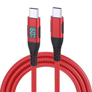 Câble USB C vers Type C tressé en nylon avec affichage numérique 3A 5A 60W 100W, câble rapide pour iPhone iPad <span class=keywords><strong>Samsung</strong></span> - Product Image 1