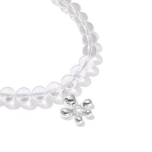 Collier Pendentif Fleur en Argent S925 avec Perles de Cristal Transparentes, Design Tendance Dylam pour Femmes, Bijoux Fins - Product Image 5