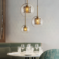 Lustre en verre rond de style nordique, minimaliste, pour hôtel, chevet, café, bar, luminaire suspendu en verre industriel à LED