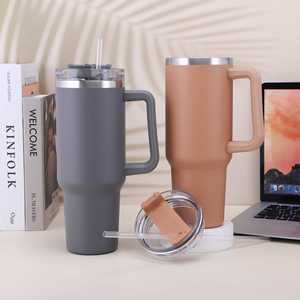 Hot Selling 40 Oz Powder Coated Tumbler Double Walled Stainless Steel <b>Vacuum</b> Insulated Coffee Mug With Handle - Product Image 4