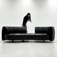 360 Grad Drehbare Rückenlehne Bogenförmiges Schiebe-Echtleder-Modulsofa-Set mit Hochdichtem Schaumstoff Modernes Design