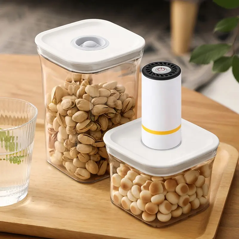 Tangki penyimpanan makanan pompa vakum elektrik tipe Press kedap udara plastik transparan gaya Jepang