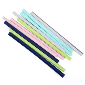 Foldable Silicone <b>Straw</b> <b>Reusable</b> High Temperature Resistant Pink Travel Drinkware - Product Image 3