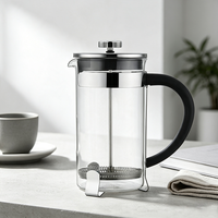 Cafetière à piston réutilisable écologique en verre borosilicate et acier inoxydable, pot à boire directement 600 ml