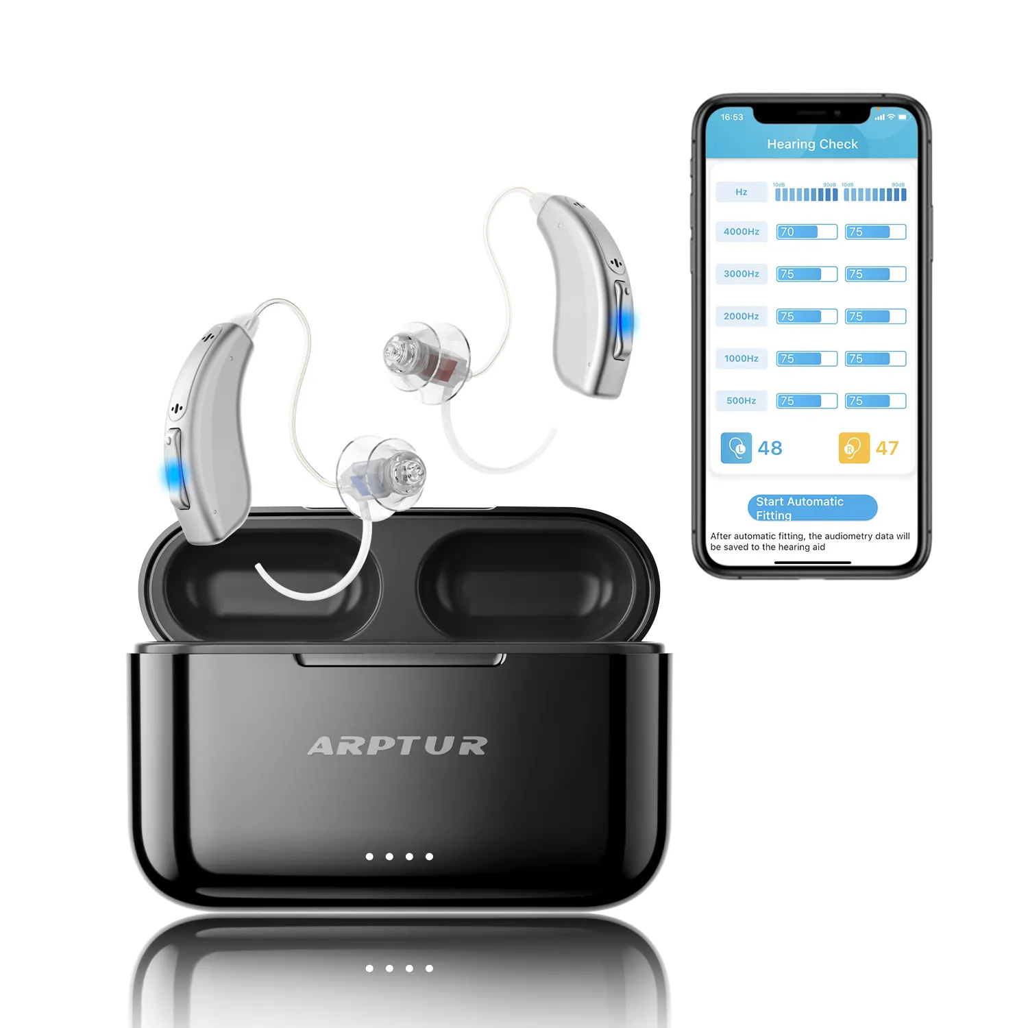 Audífonos Bluetooth para personas mayores recargables con control de aplicación de cancelación de ruido transmisión de música inalámbrica autoajustable manos libres