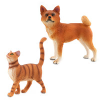 Modèles d'animaux en PVC massif de simulation transfrontalière : Chat américain à poils courts et Shiba Inu (à assembler) – Figurines de bureau