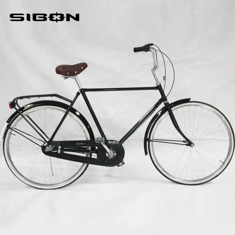 SIBON B0250104 28 بوصة الأسود المقاوم للصدأ الثقيلة الكبار الدراجات خمر دراجة مع الضوء الأمامي