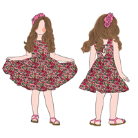 Personnalisé été Cool confortable filles Vintage impression genou longueur dos cravate tourbillon robe pour enfants bambin enfants adolescente