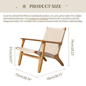 <span class=keywords><strong>Fauteuil</strong></span> de salon d'extérieur moderne en teck massif, <span class=keywords><strong>fauteuil</strong></span> de patio en corde tressée à la main, chaise de jardin scandinave pour villa de villégiature - Product Image 6